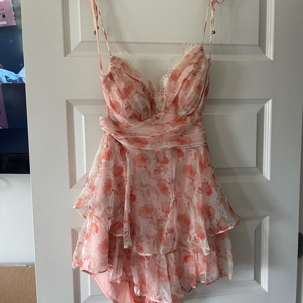 Hello Molly Pink and Orange Layered Romper